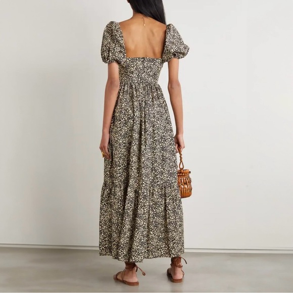 NWT Matteau Floral Print Shirred Bodice Peasant Dress - Picture 3 of 9